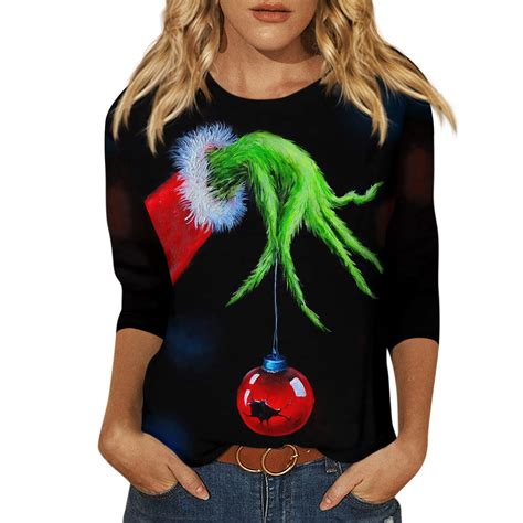 Qianvly Womens Grinch Sweatshirts Women S Christmas Graphic Tee Resting