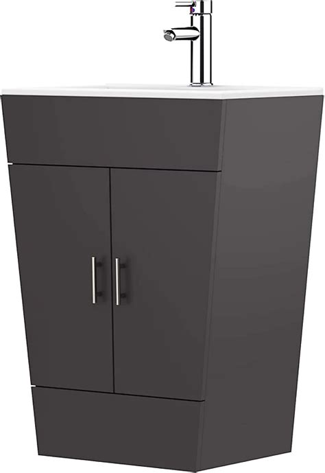 Cuawi 600 Mm Floor Standing Grey Vanity Unit With Basin 790mm X 600mm X