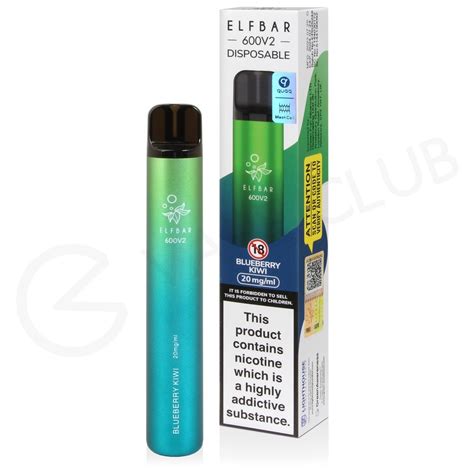 Blueberry Kiwi Elf Bar V2 Vape 600 Puffs 3 For £12