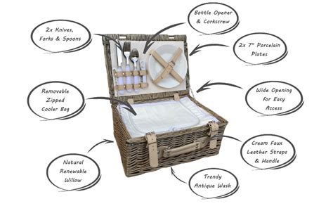 Wrenbury 14 Fitted Picnic Hamper Picnic Basket For 2 With Chiller