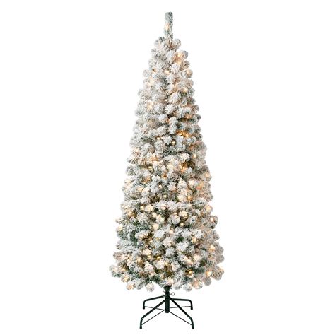 6ft Pre Lit Acacia Medium Flocked Artificial Christmas Tree Clear