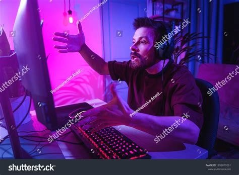 Young Man Plays Computer Games Home Stock Photo 1893079261 Shutterstock