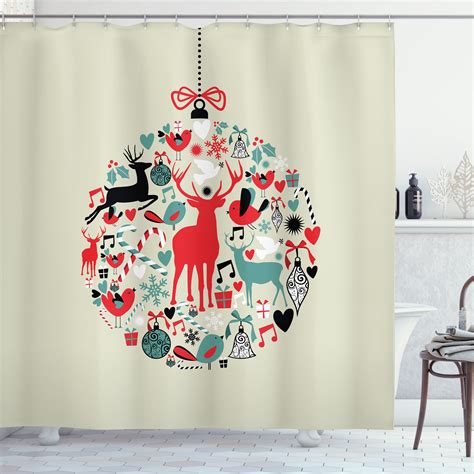 Ambesonne Christmas Shower Curtain Traditional Motif 69 Wx84 L Beige