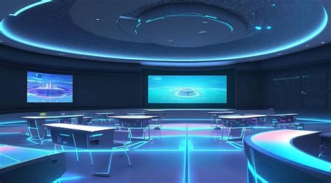 Premium Ai Image A Futuristic Classroom With Holographic Displays Are Integrated Into The