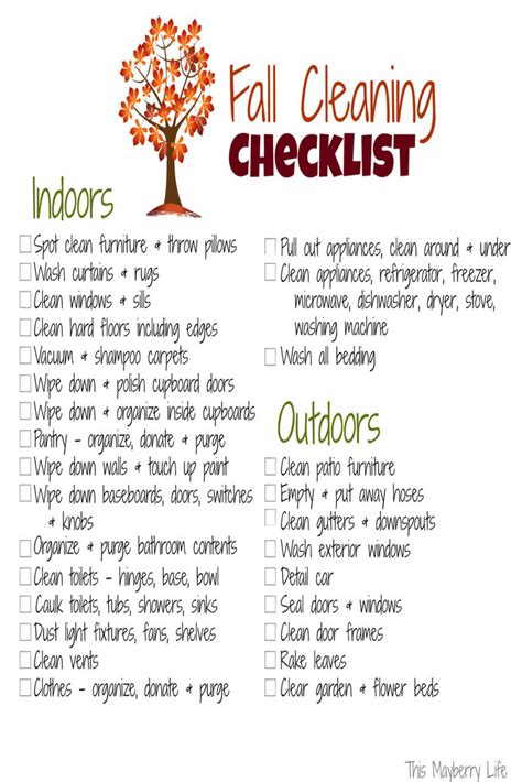 Fall Cleaning Checklist Free Printable