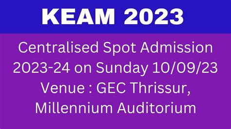 Keam 2023 Centralised Spot Admission On 10th September GEC Trissur