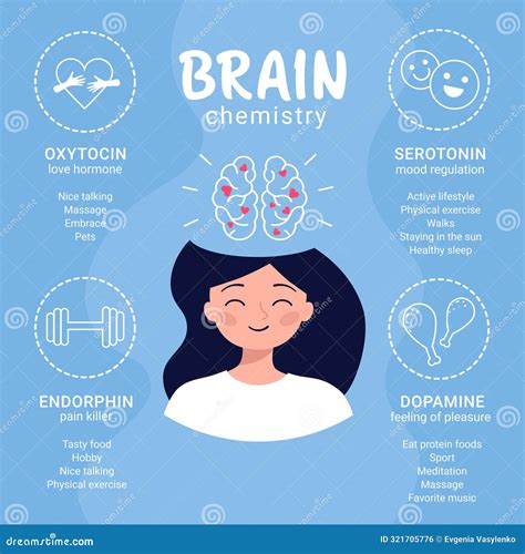 Brain Biochemistry Scheme Of Happiness Hormones Oxytocin Serotonin