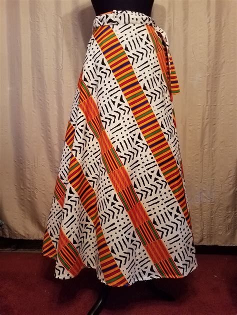 Skirts For Woman Wrap Skirt African Mud Kente Print White And Etsy