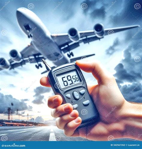 Decibell Meter Indicating Noise Pollution at an Airport Stock