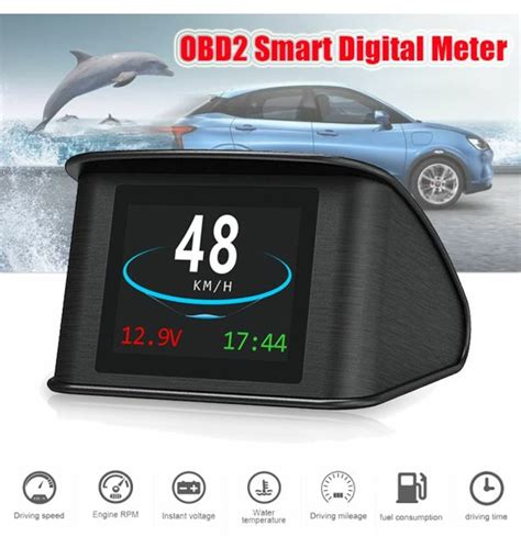 P10 자동차 Obd2 헤드업 디스플레이 디지털 속도계 온보드 컴퓨터 스마트 계량기 전자 액세서리 12 티몬