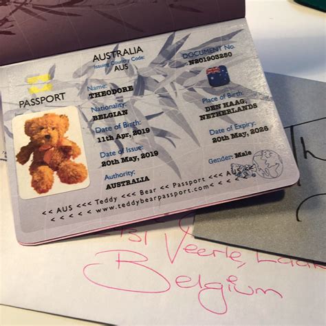 Australian Teddy Bear Passport Going To Belgium The World Is Open To Everyone To Live