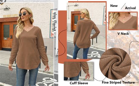 Wiholl Sweaters For Women V Neck Long Sleeve Shirts Loose Casual Tops Amazonca Clothing