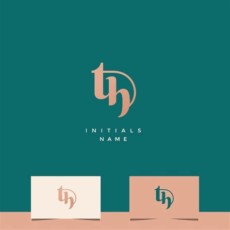 Diseño inicial del logotipo del monograma th Vector Premium