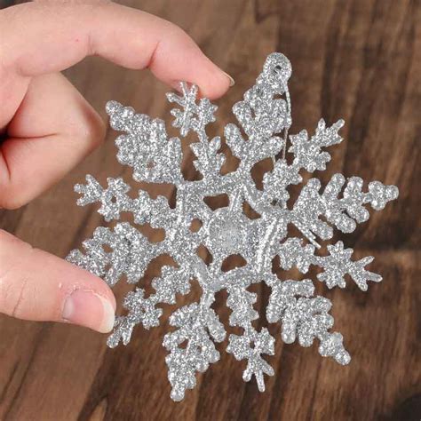 Silver Glittered Snowflake Ornaments Snow Snowflakes Glitter