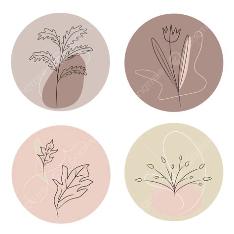 Aesthetic Botanical Flowers Sticker Set Pink Modern Simple PNG