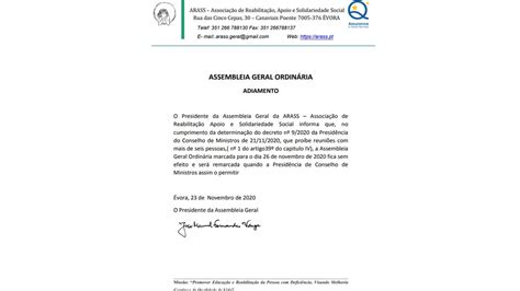 Assembleia Geral Ordin Ria Aditamento