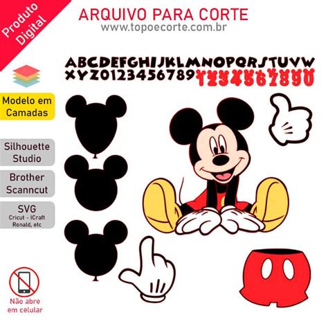 Arquivo Topo De Bolo Mickey Em Camadas Topo E Corte