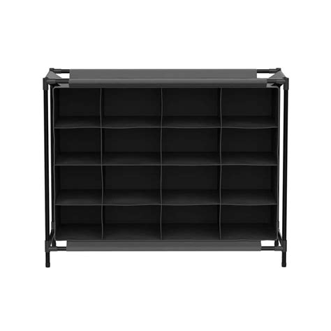 Lavish Home 26 H 16 Pair 16 Tier Black Fabric Shoe Rack HW0500087 The