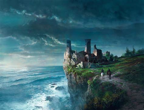 Majestic Cliffside Castle Fantasy Hd Wallpaper