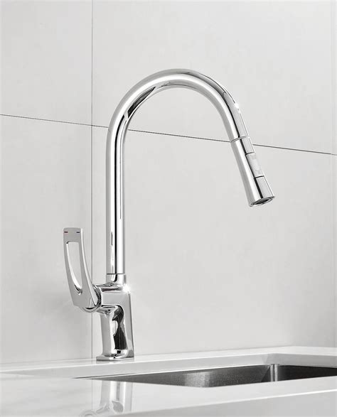 Modern Chrome Single Lever Kitchen Mixer With Pullout Head Kitchen