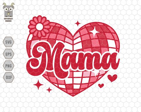 Retro Mama Heart Svg Mama Season Svg Mama Vibes Svg Mom Valentine