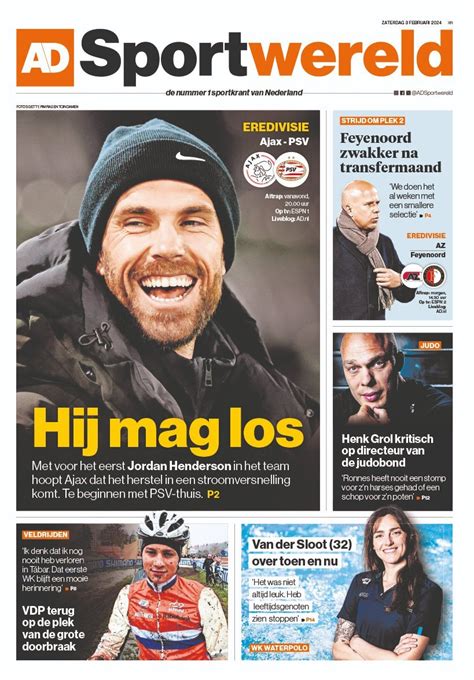 AD Sportwereld Today S Cover Front Pages