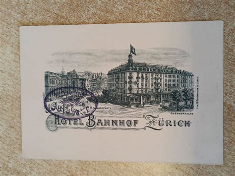 Litho Werbe Karte Hotel Bahnhof Zürich ca 1900 Kaufen auf Ricardo