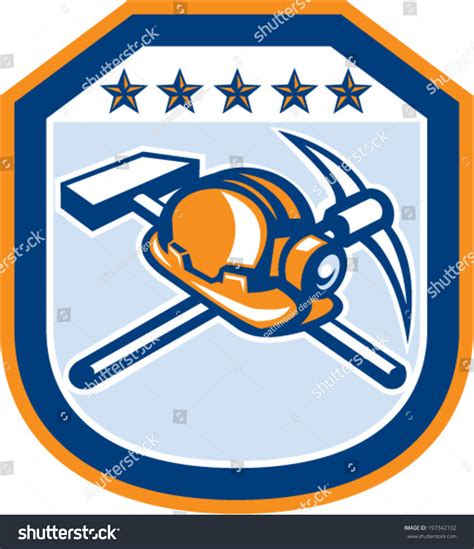 Illustration Coal Miner Hardhat Crossed Pick Stock Vector Royalty Free