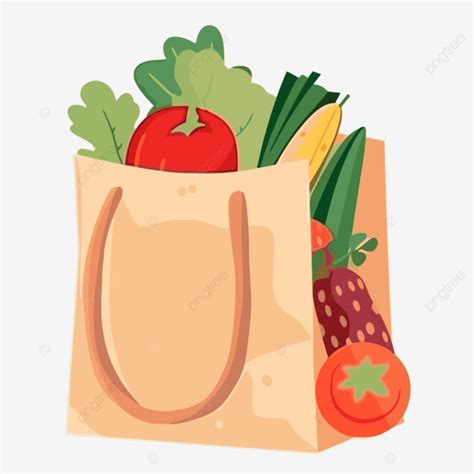 Grocery Bag Clipart Grocery Bag With Fresh Vegetables Cartoon Vector