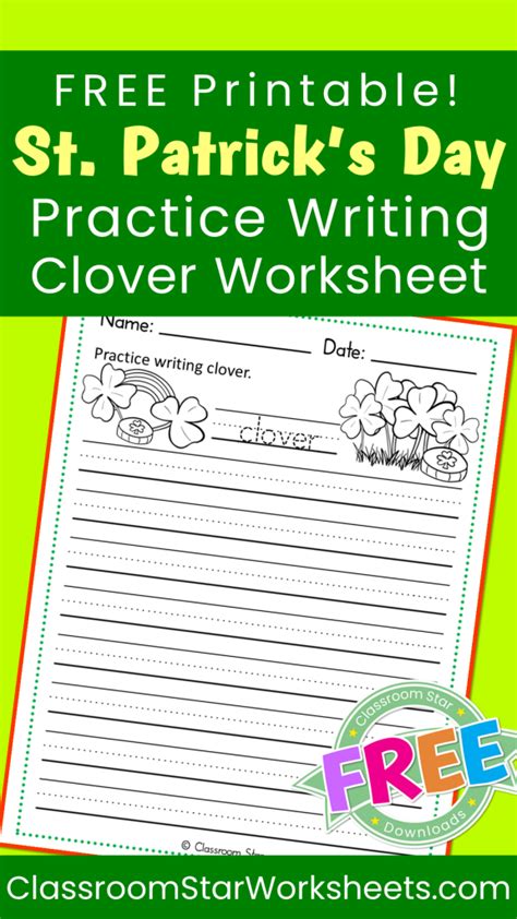 St Patrick S Day Practice Writing Clover Classroom Star Worksheets