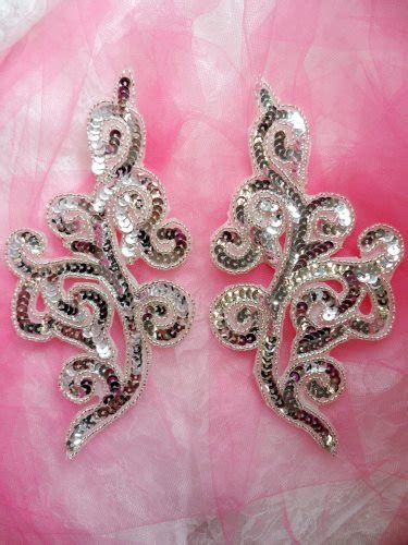 Silver Sequin Appliques Patch Pair