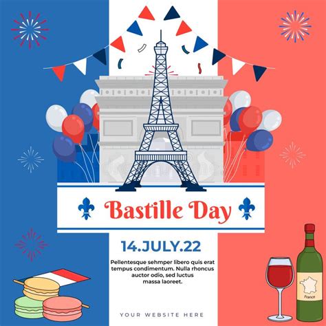 The French National Dayhappy Bastille Day Stock Vector Illustration