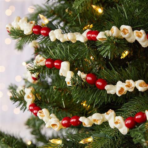 Artificial Popcorn And Cranberry Bead Garland Christmas Garlands