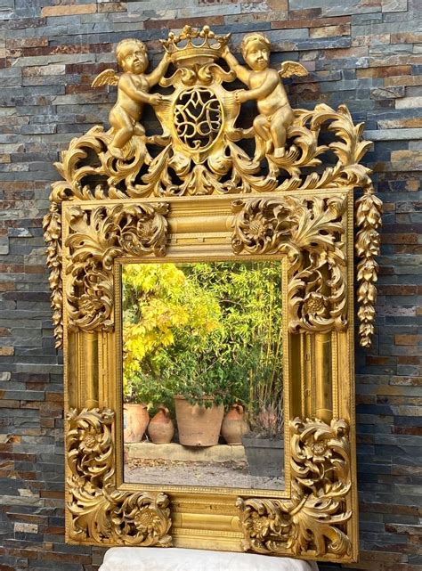 Proantic Spectaculaire Miroir Louis XIV En Bois Doré