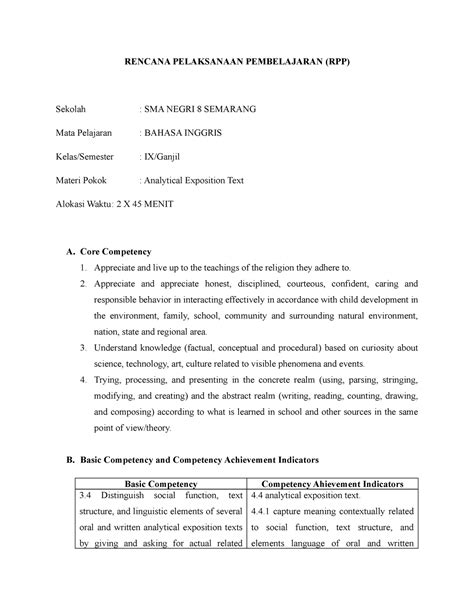 Rencana Pelaksanaan Pembelajaran Rencana Pelaksanaan Pembelajaran Rpp Sekolah Sma Negri 8