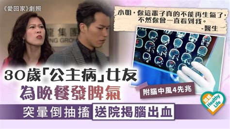 女友息怒︳30歲「公主病」女友為晚餐發脾氣 突暈倒抽搐送院揭腦出血︳附中風4大先兆 晴報 健康 腦神經及精神健康 D221002