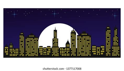 Night City Vector Illustration Dark Urban Stock Vector Royalty Free