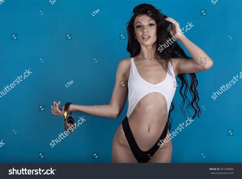 Sexy Fashionable Brunette Woman Headphones Posing Stock Photo Shutterstock