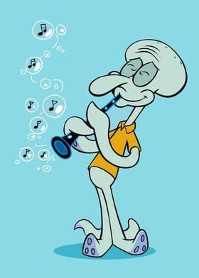 Squidward Playing Clarinet Poster By SpongeBob SquarePants Displate