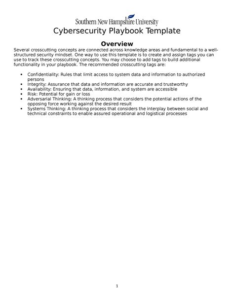 Cybersecurity Doc Playbook CYB 210 Cybersecurity Playbook Template