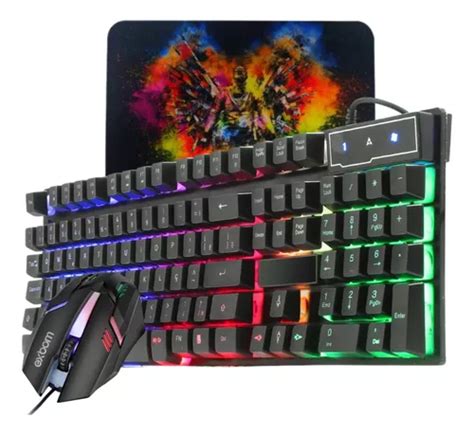 Kit Teclado E Mouse Gamer Rgb Semi Mecanico Led Multimidia