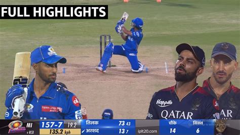 Royal Challengers Bangalore Vs Mumbai Indians Full Match Highlightrcb