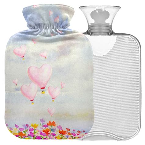 Naanle Floral Cat Hot Water Bottle L Transparent Large For Pain Relief Heat Therapy