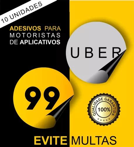 Kit 10 Adesivos De Identificação Uber E 99 Motorista App