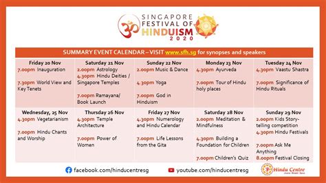 Festival of Hinduism – Calendar of Events! | Hindu Centre (Singapore)