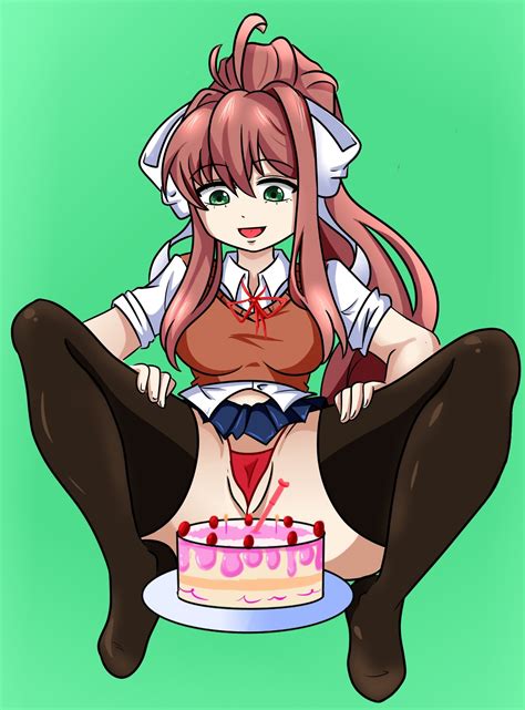 Rule 34 1girls Big Breasts Big Thighs Birthday Brown Hair Cake Cleavage Doki Doki Literature