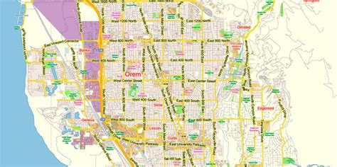 Salt Lake City Utah Us Map Vector Exact City Plan Low Detailed Street