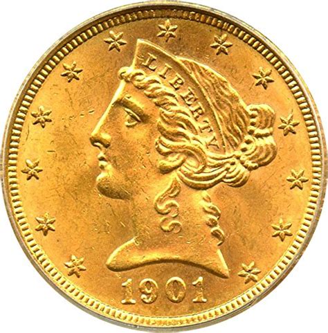 1901 S 5 Liberty Gold Five Dollar Ms64 Pcgscac At Amazons