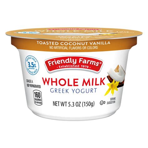 ALDI Friendly Farms Whole Milk Toasted Coconut Vanilla Greek Yogurt