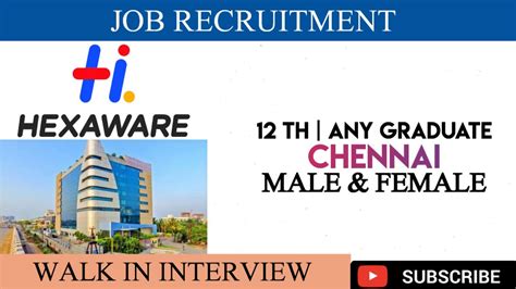 Hexaware Technologies Job Vacancy Male Female Chennai Jobs Mnc